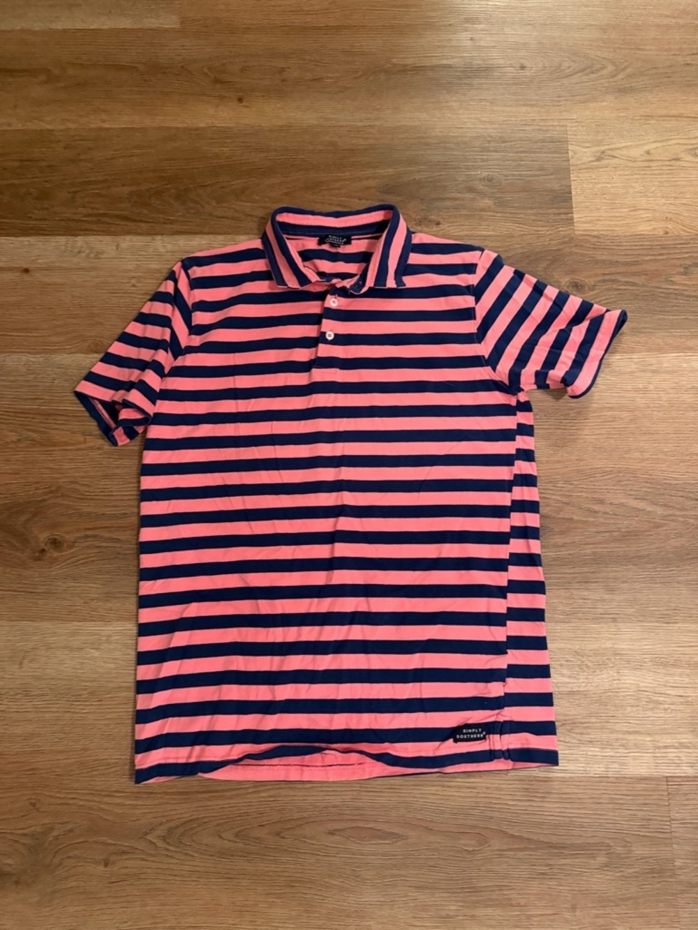 Simply Southern Pink and Navy Striped Men's Polo